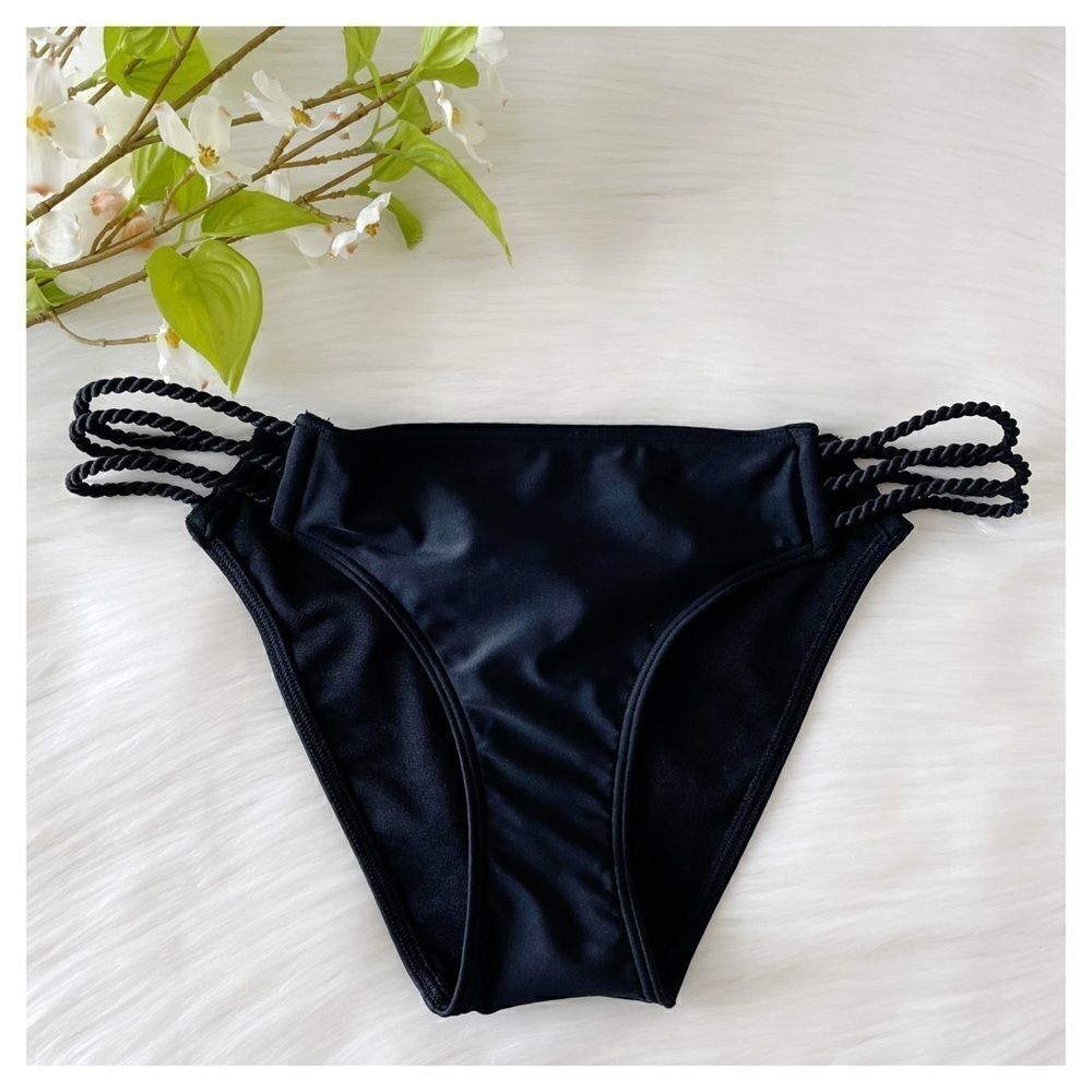 NWT A&F Black Strappy Side Bikini Bottom M - Picture 3 of 8